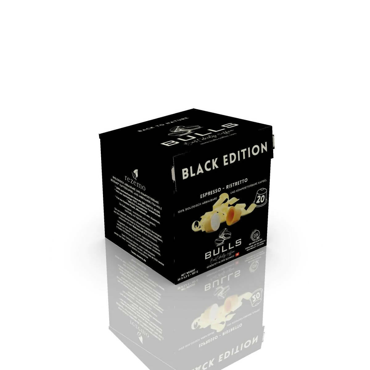 Holz Kapseln - BULLS Black - Premium Blend - 100 Kapseln